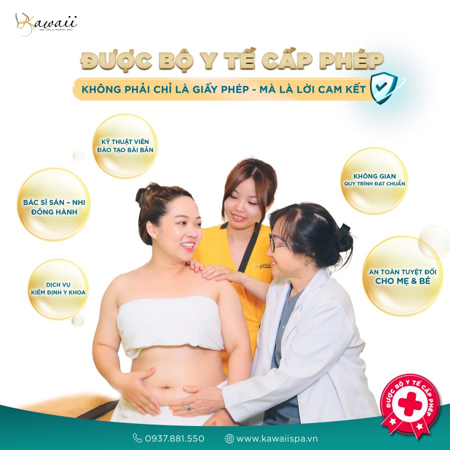 CHỨNG NHẬN BỘ Y TẾ – CAM KẾT CHĂM SÓC MẸ & BÉ AN TOÀN TẠI KAWAII SPA